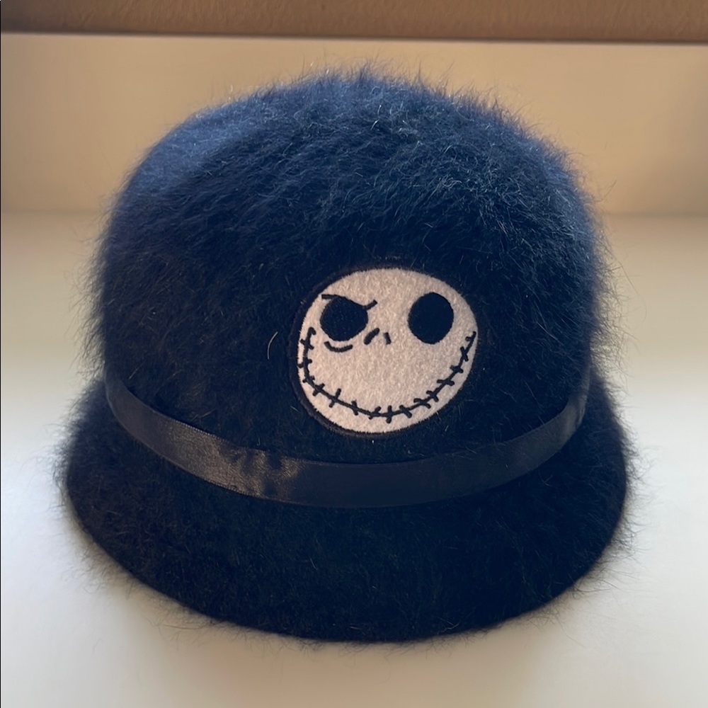 Disney Nightmare Before Christmas Jack Skellington Black Angora Bucket Hat